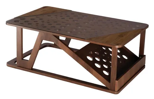 Moderner Beistelltisch aus Holz für das Wohnzimmer - Eleganter Beistelltisch aus dunklem Holz, ideal für Ihr Wohnzimmer. Maße: 110 x 68 x 40,5 cm, pflegeleicht und stilvoll – perfekt für moderne Einrichtungen.