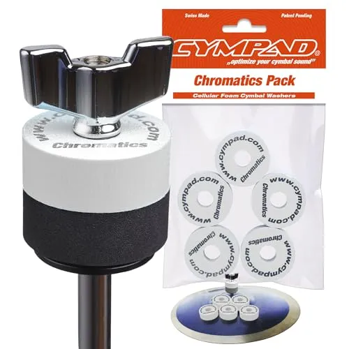 Cympad Weiss Chromatics Foam Cymbal Pad Set - High-Density Memory Foam Unterlegscheiben für verbesserten Klang & Haltbarkeit, passend für alle Beckenständer - 40/15mm