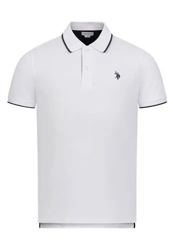 U.S. Polo Assn. Herren Poloshirt (S-3XL) Classic Fit Kurzarm Pique Polohemd P002 - Weiss-Navy Größe XL - Gr. XL