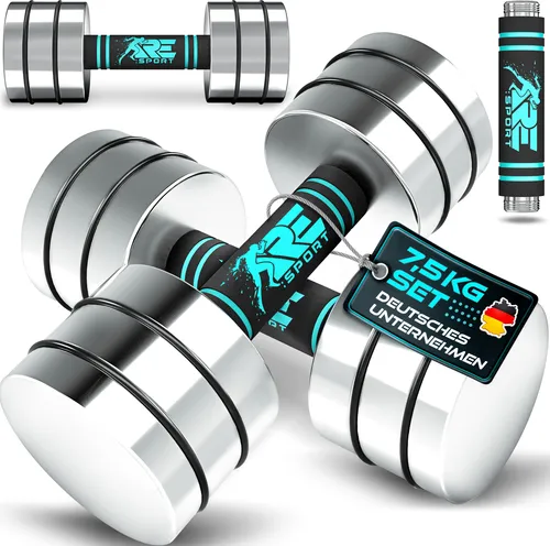 RE:SPORT Hantel Set aus massivem Stahl 2er Set (2,5/5/7,5/10 kg)