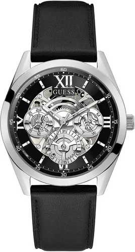 Herrenuhr GUESS TAILOR GW0389G1 – Multifunktionale Lederuhr in Schwarz