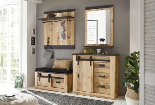 Garderobe Sherwood G4 Old Style Anthrazit mit Sitzkissen