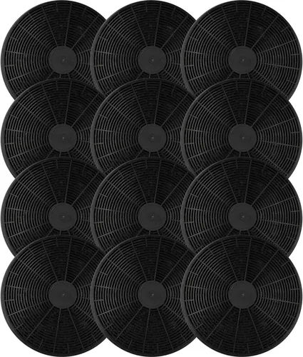 vhbw 12x Aktivkohlefilter kompatibel mit PKM 9040/90N, 9099, 9040/60W, 9060 H, 9090 ISZ, 9060 B, 9090H, 9085Z, 9040/90W Dunstabzugshaube - 17,5 cm