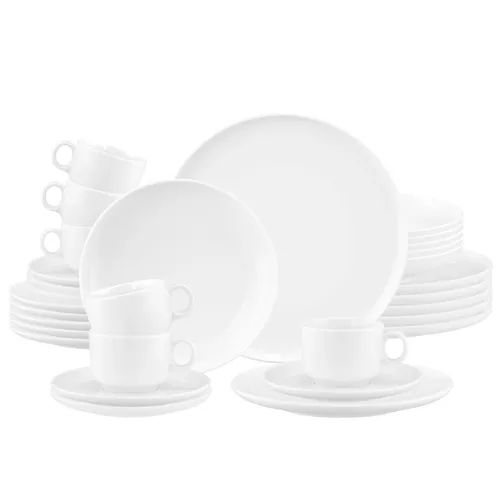 Seltmann Weiden Kombiservice Sento Home, 30-teilig für 6 Personen - Porzellan Geschirr-Set mit harmonisch geschwungener Form, backofenfest und spülmaschinengeeignet – ideal für stilvolle Anlässe im Haushalt.