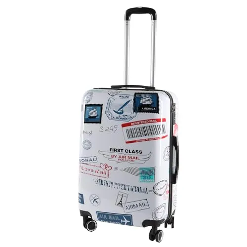 H4L Reisekoffer M Hartschalenkoffer Weiß 67x44x26cm - Robuster Hartschalenkoffer aus hochwertigem Polycarbonat, leicht und modern. Ideal für Reisen mit Teleskopgriff, 4 Leichtlaufrollen und Zahlenschloss.