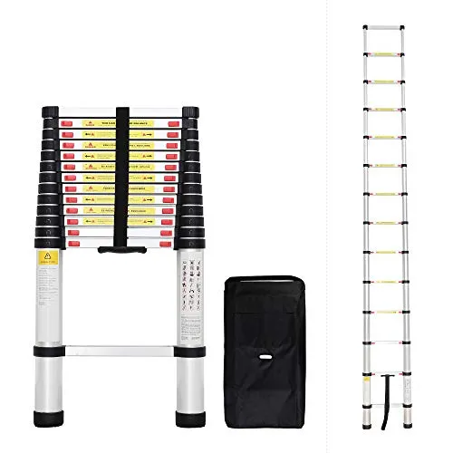 Todeco Teleskopleiter - Klappleiter mit 150 kg Belastbarkeit - Leiter für Innen- und Außenbereich, EN131 zertifiziert, mit GRATIS Tragetasche und leichtem Aluminiumdesign, einfach zusammenklappbar und ideal für professionelle sowie private Nutzung.