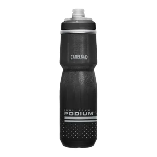 CamelBak Podium Chill Isolier Trinkflasche 710ml schwarz - Praktische Quetschflasche für Sport und Radsport, aus BPA-freiem Kunststoff, mit 710ml Volumen und schickem schwarz/grau Design. Ideal für unterwegs!