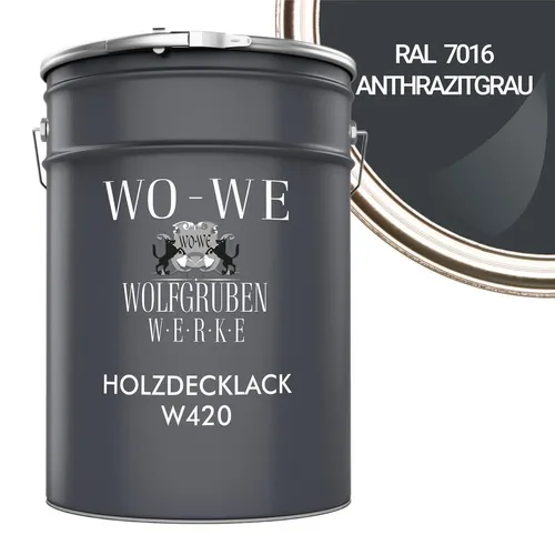 WO-WE Holzlack W420 - Seidenglänzende Wetterschutzfarbe für Holz - Holzlacke, wasserbasiert und umweltfreundlich, idealer Schutz für Innen- und Außenanwendungen gegen UV-Strahlung, Wetter und Pilze. Hergestellt in Deutschland, ergiebig und schnelltrocknend.