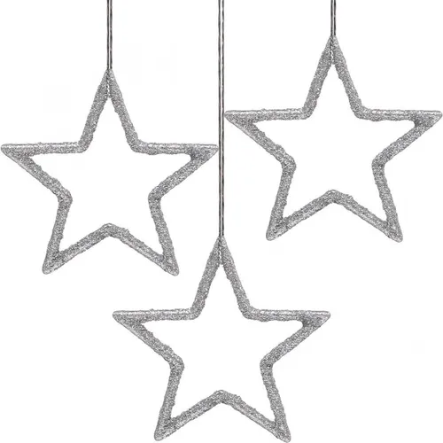Weihnachtssterne Silber Glitzer Anhänger Set 40 Stück - Baumschmuck für festliche Dekoration - Zauberhafte Weihnachtssterne in Silber mit Glitzer, ideal für eine festliche Atmosphäre. Perfekt für den Baum oder als dekorativer Akzent. Maße: 7,5 cm. Set mit 40 Stück für großzügige Gestaltung.