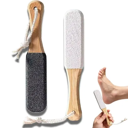 2er-Pack Pediküre-Hornhautentferner mit Bimsstein und Holzgriff