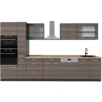 Vicco Küchenzeile R-Line, Edelgrau/Anthrazit, 350 cm - Küchenzeilen mit modularer Bauweise für individuelle Anpassung, höhenverstellbare Füße und modernes Design für optimalen Stauraum.