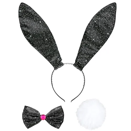 W WIDMANN MILANO Party Fashion - Verkleidungsset Hase, Haarreifen mit Ohren, Fliege, Hasenschwänzchen, Bunny, Tierkostüm