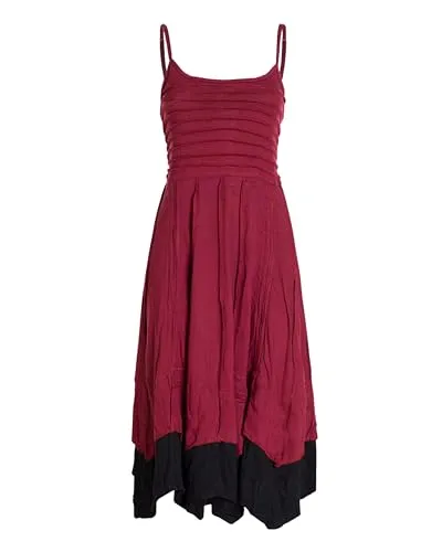 Vishes Damen Sommerkleid mit Spaghettiträgern in Dunkelrot I Größe S (36) I 100% Baumwolle I Träger-Kleid I Ideal für Frühjahr & Sommer I Nachhaltige Alternative Bekleidung