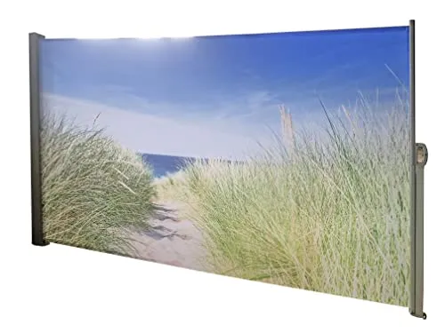 Seitenmarkise ausziehbar 160x300 - Sichtschutz und Sonnenschutz - Gartensichtschutz mit schönem Fotomotiv für eine gemütliche Atmosphäre. Ausziehbar und einfach zu bedienen dank mechanischer Federrolle.
