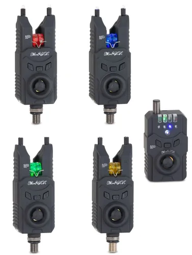 ANACONDA Blaxx iP Set 4+1 Stk. - Bissanzeiger in Rot, Grün, Blau, Gelb - Bissanzeiger für Süßwasserangeln, geliefert in praktischer Softbox, ideal für alle Süßwasserfische und garantiert ein erfolgreiches Angelerlebnis.