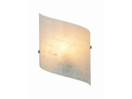 meineWunschleuchte Wandleuchte mit Glasschirm Weiß und Schriftdekor - Wandleuchte aus Metall und satiniertem Glas, Höhe 30cm, dimmbar mit austauschbarem E27 LED-Leuchtmittel für warmweißes Licht. Ideal für stimmungsvolle Akzente in jedem Raum.