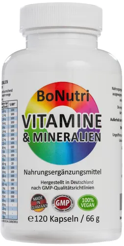 Hochdosierte lebenswichtige 23 Vitamine & Mineralien 120 Kapseln 2-Monatsbedarf