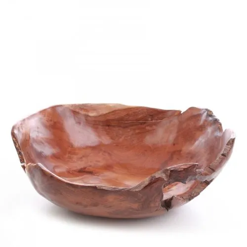 wohnfreuden Dekoschale Teakholz 30-35 cm - Elegante Dekoschale aus lasiertem Teakholz, ideal für stilvolle Akzente in Ihrem Wohnraum oder Badezimmer.