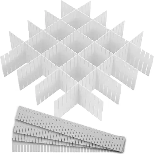 Ruhhy Schubladen-Organizer 4er-Schubladenteiler-Set Anpassbar Verstellbar Erweiterbar 7 cm Hoch 21707