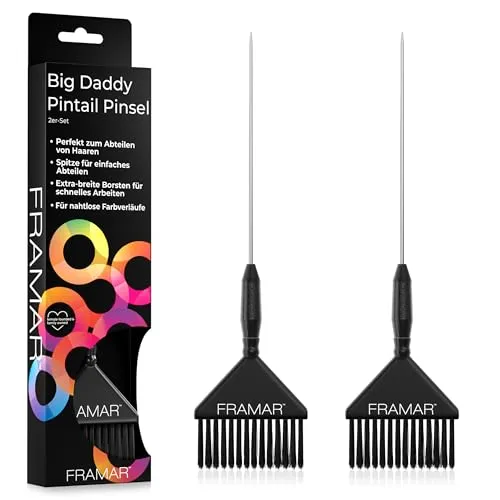 FRAMAR Haarfärbepinsel Set - Haarfärbepinsel Friseur Bürste, Pinsel Haare Färben, Haarfärbeset, Haarfarbe Pinsel, Haarfarbe Strähnchen Set, Einfach zum Schneiden, Schwarz - 2