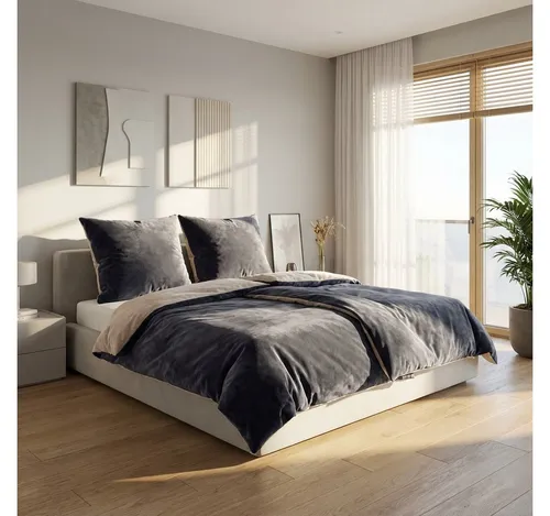 KiNZLER Bettwäsche Cashmere Touch, Microfaser, 2 teilig, Wendebettwäsche, anthrazit - taupe