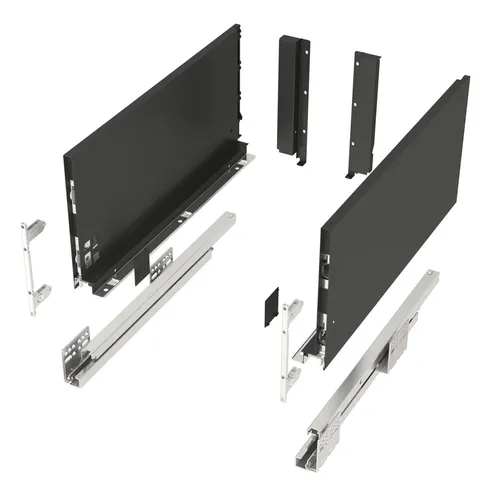 SO-TECH® Schubkasten Schubladensystem JUNKER SLIM anthrazit H: 199 mm bis 40 kg belastbar, SoftClose, mit 13 mm schlanken Schubladenzargen, Nennlänge 350 mm