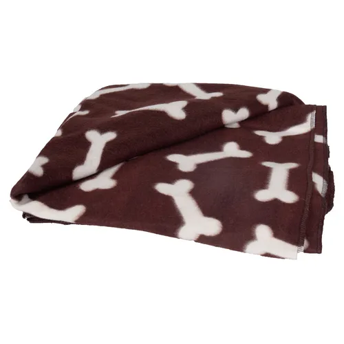 Flamingo Fleecedecke Hunde 150x130 cm braun Knochenmuster waschbar weich