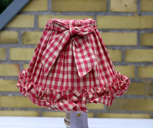 Lampenschirm aus Baumwolle mit Rot-Beigen Karomuster für E27er Fassung