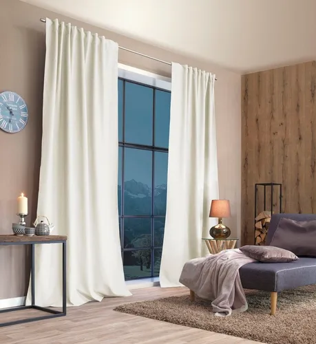 Home Basics Vorhang ESKIMO, blickdicht und energiesparend - Fertiggardinen aus hochwertigem Thermostoff, blickdicht und kälte- sowie hitzeabweisend. Mit Multifunktionsband für einfache Aufhängung und individuelle Anpassung.