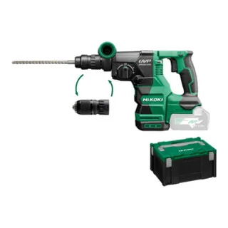 HiKOKI Akku-Bohr- und Meißelhammer DH3628DC - Bohrmaschinen mit 3 Funktionen: Bohren, Hammerbohren und Meißeln. Elektronisches Bohrtiefenmanagement für präzise Bohrtiefe und LED-Anzeige für den rechten Winkel.