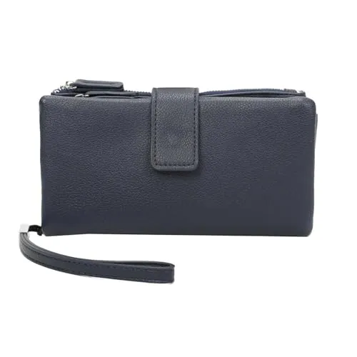 Damen GELDBÖRSE Brieftasche Wallet Geldtasche Portemonnaie Kreditkartenetu Portafoglio Kartenetui Geldbeutel Dunkelblau 19x10x4