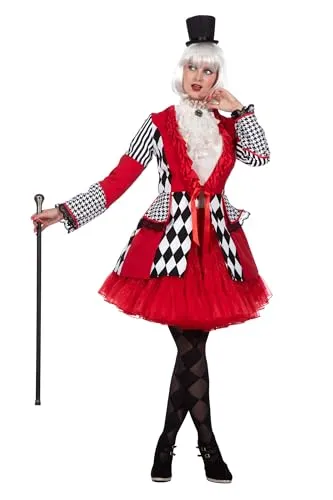 Metamorph Kostüm Harlekin Jacke für Damen – Rotes Zirkusjackett 46 - Klassische Harlekin Jacke für Karneval und Zirkusauftritte. Aus 100% Polyester, ideal für ein unvergessliches Kostüm. Handwäsche empfohlen.