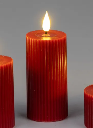 formano LED-Kerze Streifen Rot mit Rillen