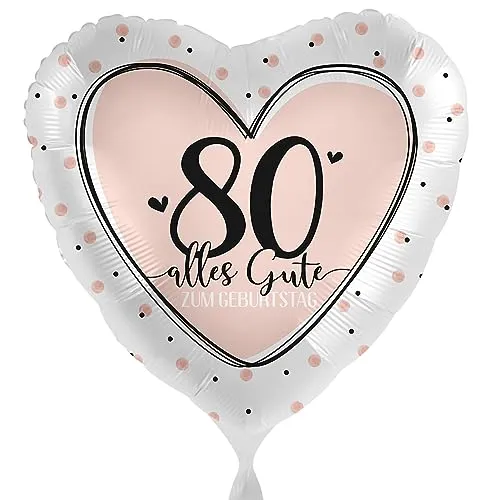 Folienballon 80 'Alles Gute' Ballon 80. Geburtstag Frauen -Made in EU- Glückwunsch Mama Oma Frau Freundin Luftballon Zahl 80 Creme