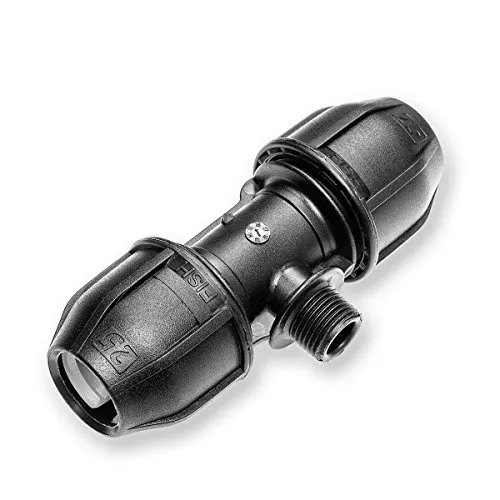 PE T-Stück AG 25mm x 1/2 Zoll x 25mm Druck 16bar Fitting für PE-Rohren 25-E