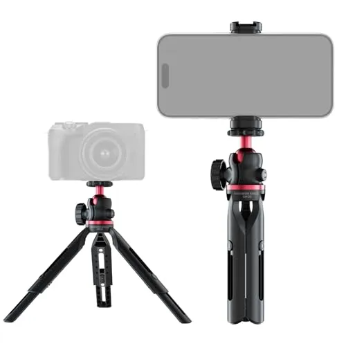 NEEWER Entry Level Version Mini Stativ für Kamera, 360° Kleiner tragbarer Tischhalter für DSLR Webcam und Handy, Selfie Stick Griff kompatibel mit iPhone Samsung Android, Videoaufzeichnung, GM-2G