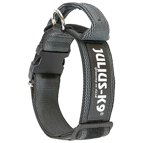 Julius-K9 Hunde-Halsband mit Griff schwarz grau