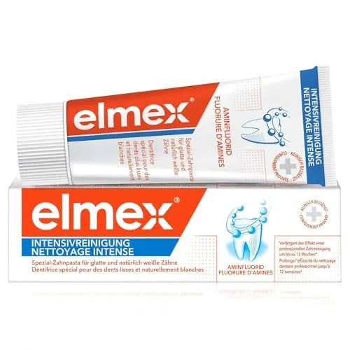elmex Zahnpasta Intensivreinigung 50 ml – speziell für glatte und natürlich weiße Zähne – verlängert den Effekt einer professionellen Zahnreinigung