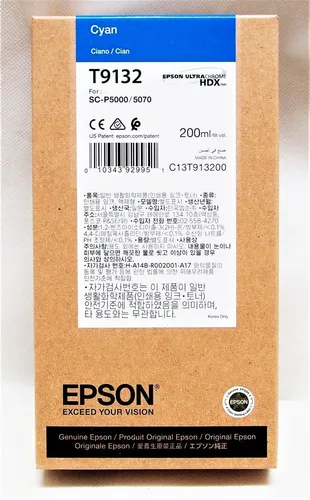 Epson Tintepatrone C13T913200 - Cyan, 200 ml für SureColor SC-P5000, originale Qualität mit 100%-iger Funktionsgarantie