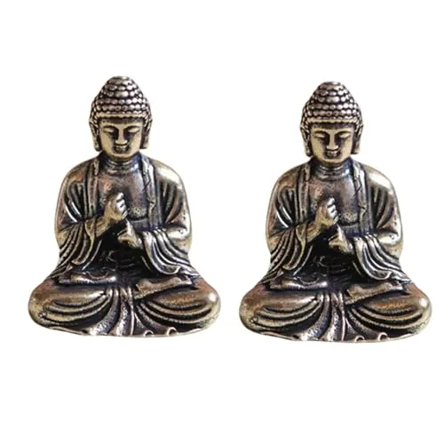 LiJuanWang Kleine Buddha-Figuren, 2 Stück Mini-Buddha-Statue, Glücksbringer, dekorative Zen und Feng Shui, Feng Shui Dekoration bringt Glück im Innenbereich, 2,8 x 2,4 cm