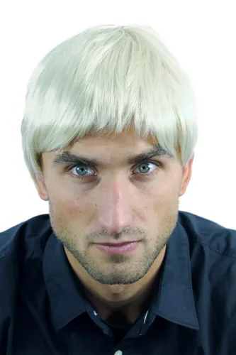 Perücke Herrenperücke Männer kurz Hellblond Blond fransiger Schnitt WL-3037-88