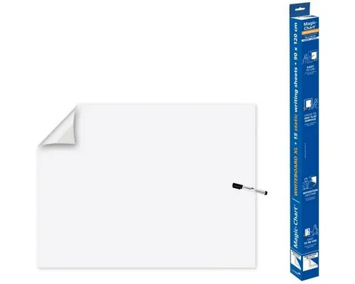 LEGAMASTER Flipchartblock Magic-Chart Whiteboard Folie 90x120cm (4 Stück) - Praktische Whiteboard Folie für kreative Präsentationen, selbstklebend und wiederablösbar, ideal für den professionellen Einsatz.