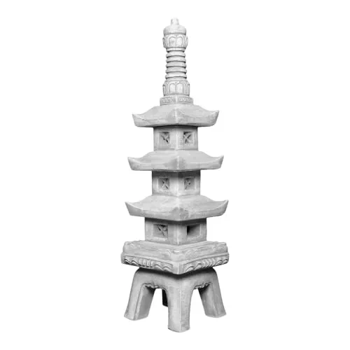 Japanische Steinpagode Steinlaterne, H. 93 cm in grau von gartendekoparadies