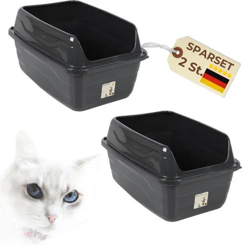 Katzenklo Set 2x XXL mit hohem Rand Schwarz von GarPet