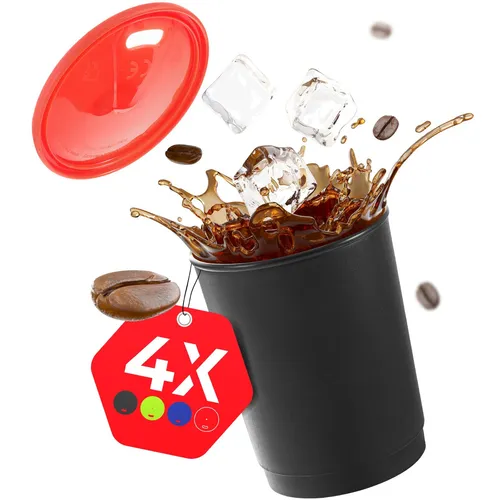 Barista 365 Coffee-to-go-Becher Kaffeebecher mit Deckel 4er-Set Mehrwegbecher
