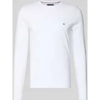 Tommy Hilfiger Herren Langarmshirt Stretch Slim Fit Baumwolle, Weiß (White), XXL - Tops, T-Shirts & Hemden für Herren – Bequemes Extra Slim Fit Shirt aus 96% Baumwolle, ideal für Freizeit und Büro, mit angenehmem Tragekomfort und minimalistischer Optik.