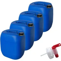 Liter Kanister Wasserkanister Campingkanister Farbe blau inkl. Auslaufhahn (4x30knb + H.) 4 x 30