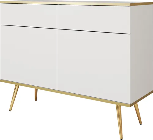 Kommode: Weiß, goldene Beine, 107x85x39 cm