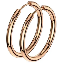 viva-adorno Paar Creolen Damen Klappcreolen Hoop Ohrringe Edelstahl verschiedene Größen, dünn schmal goldfarben Ø 25mm