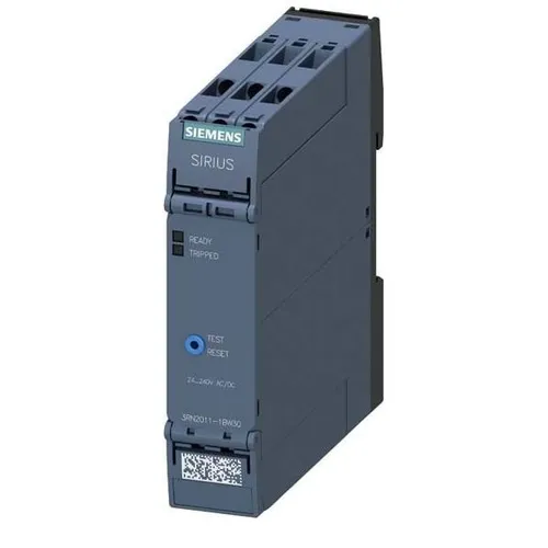 SIEMENS 3RN2 011-1BW30 Thermistor-Motorschutzrelais - Schalter Zubehör mit ATEX-Zulassung, ideal für sicheren Motorenschutz in anspruchsvollen Umgebungen und ausgestattet mit Hand-/Fern-RESET und 2 LEDs zur Statusanzeige.